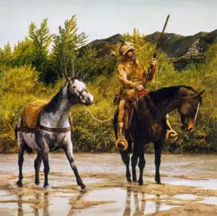 Crossing the Platte - 16-3/4in x 16-3/4in